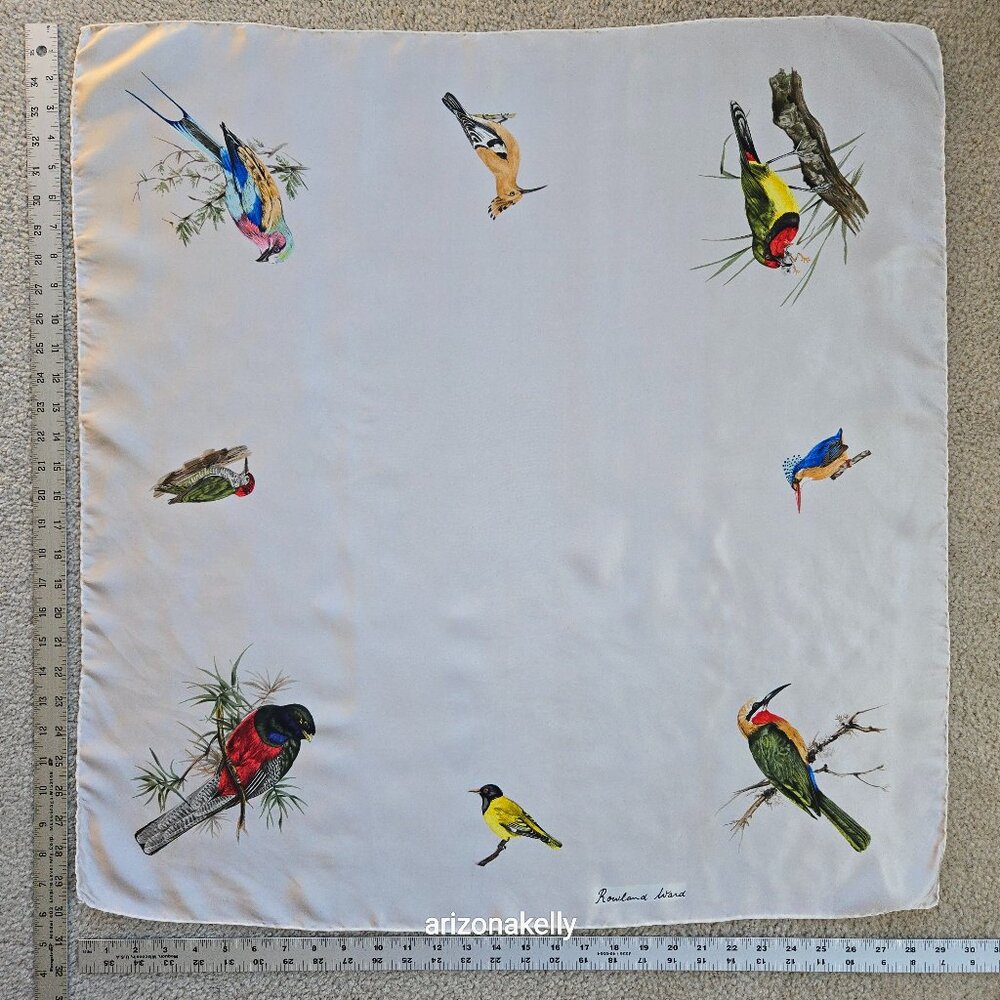 Vintage Silk Scarf Roland Ward Painted Birds Collectible - Picture 1 of 15